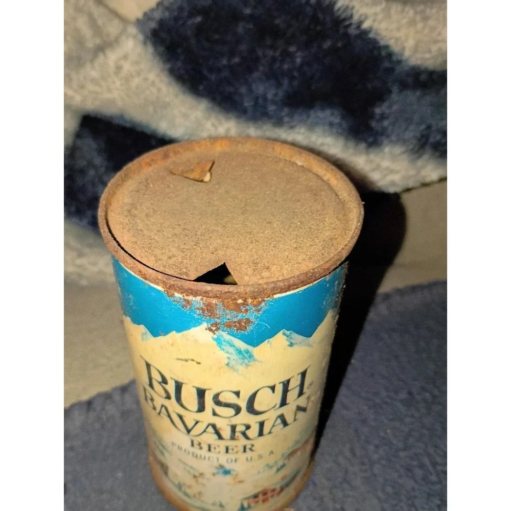 Busch Bavarian Flat top  beer can 1950 Empty‎ Rustic